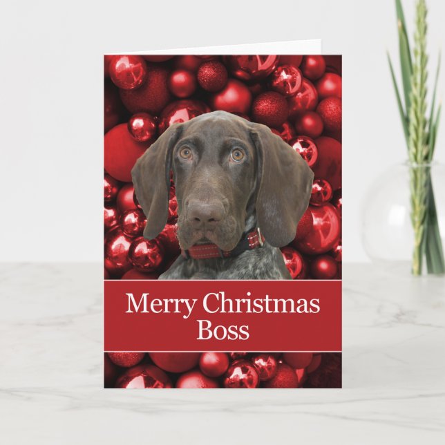 Glossy Grizzly Boss Merry Christmas Holiday Card (Front)