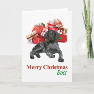 Glossy Grizzly Boss Merry Christmas Holiday Card