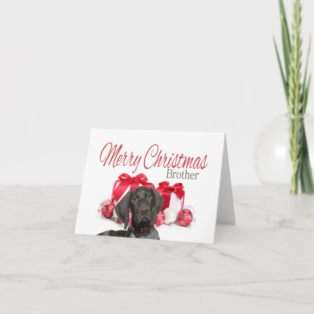 Glossy Grizzly Brother  Merry Christmas Holiday Card (Front)