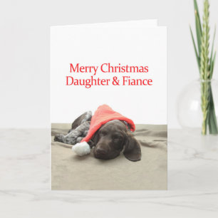 Glossy Grizzly Daughter & Fiance Merry Christmas Holiday Card