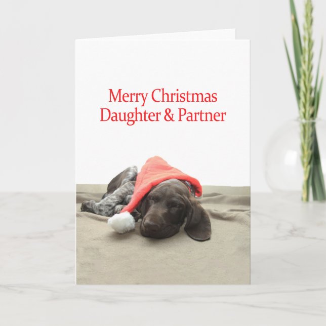 Glossy Grizzly Daughter & Partner Merry Christmas Holiday Card (Front)