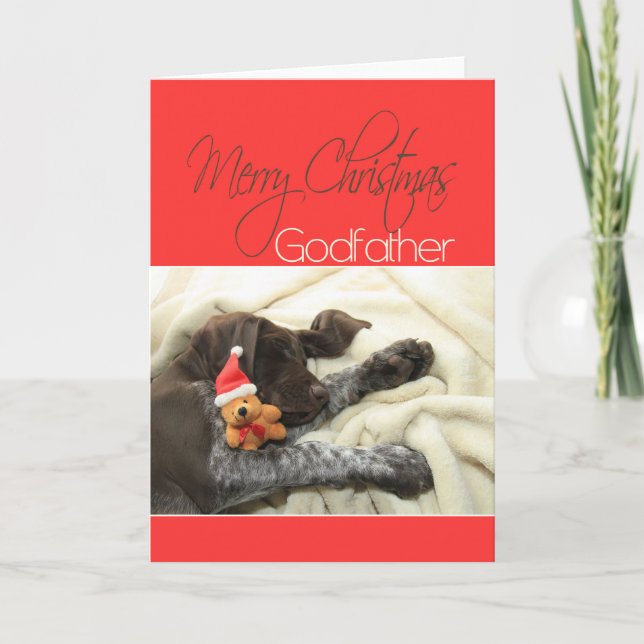 Glossy Grizzly Godfather Merry X-mas Holiday Card (Front)