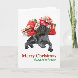 Glossy Grizzly Grandson & Partner Merry Christmas Holiday Card