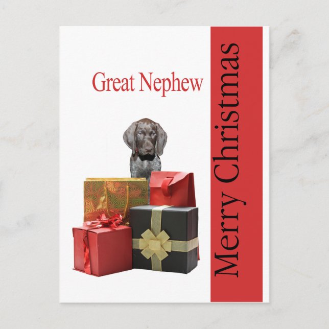Glossy Grizzly Great Nephew Merry Christmas Holiday Postcard (Front)