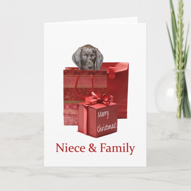 Glossy Grizzly Niece & Family Merry Christmas Holiday Card (Front)