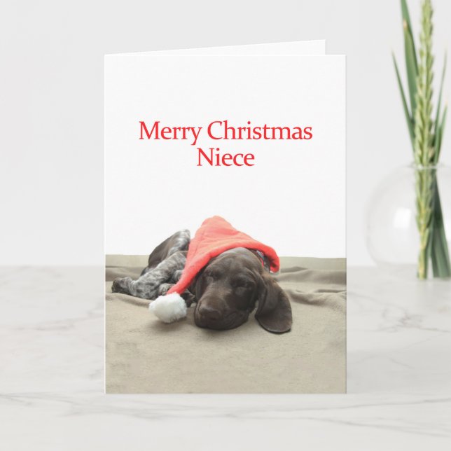Glossy Grizzly Niece Merry Christmas Holiday Card (Front)