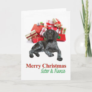Glossy Grizzly Sister and Fiance Merry Christmas Holiday Card