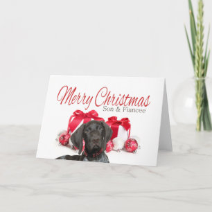 Glossy Grizzly Son & Fiancee Merry Christmas Holiday Card