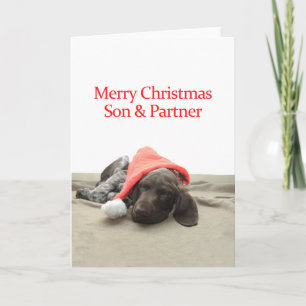 Glossy Grizzly Son & Partner Merry Christmas Holiday Card