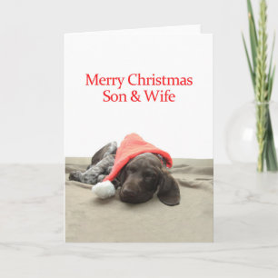 Glossy Grizzly Son & Wife Merry Christmas Holiday Card