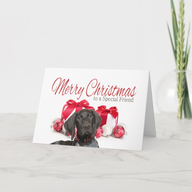 Glossy Grizzly Special Friend Merry Christmas Holiday Card (Front)