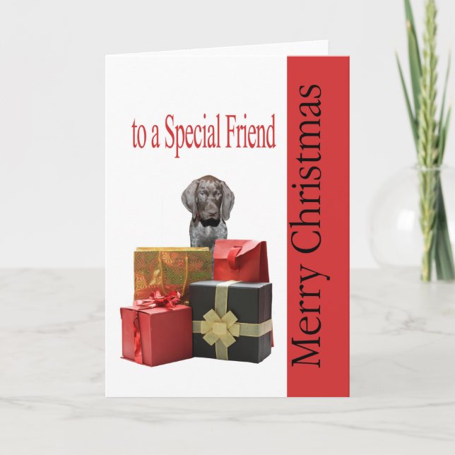 Glossy Grizzly Special Friend Merry Christmas Holiday Card (Front)
