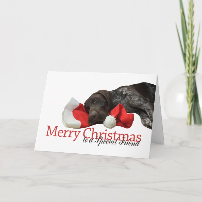 Glossy Grizzly Special Friend Merry Christmas Holiday Card (Front)