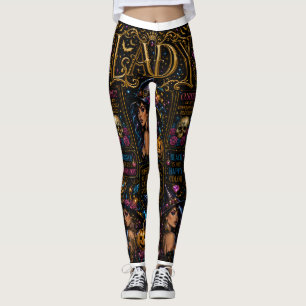 Glossy Halloween Lady Witch Collage Leggings