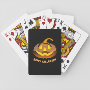 Glossy Happy Halloween Pumpkin Playing Cards