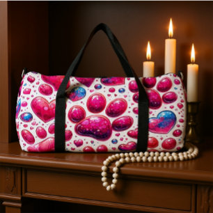 Glossy Heart Bubble Pattern Travel Duffle Bag
