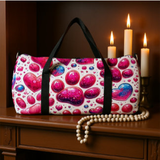 Glossy Heart Bubble Pattern Travel Duffle Bag