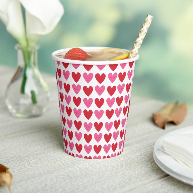 Glossy Heart Design Paper Cups (Insitu)