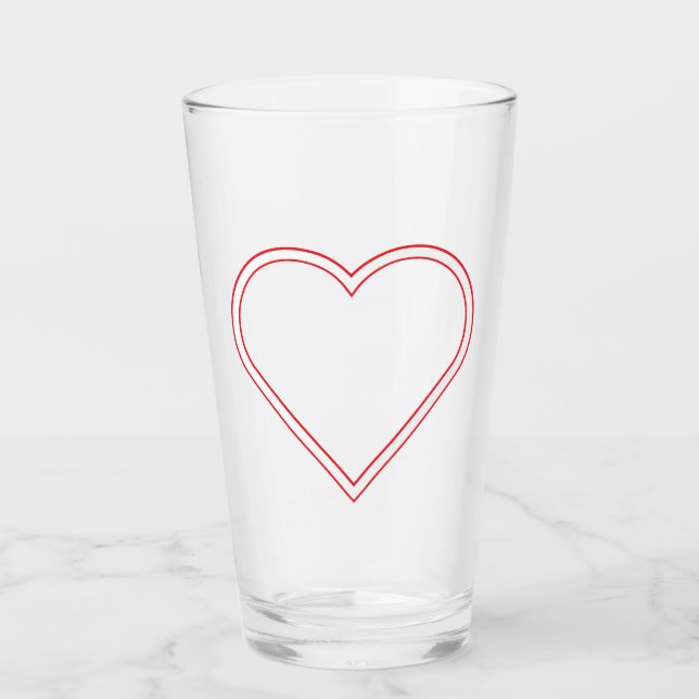 Glossy Heart Glass Tumbler – Elegant Love (Front)