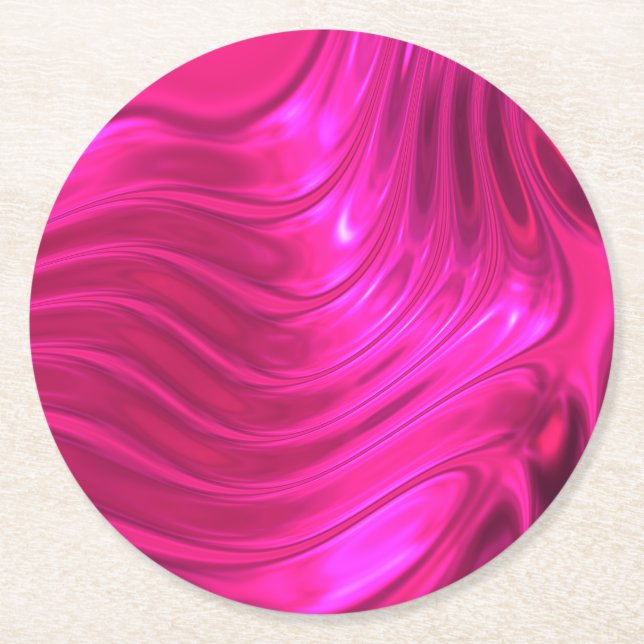 Glossy Hollywood Cerise Super Pink Round Paper Coaster (Front)