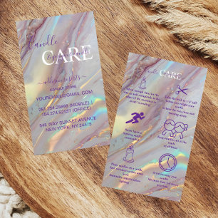 Glossy Holographic Marble Candle Care Business Card