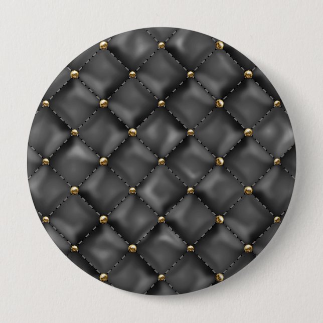 Glossy Leather Texture with Gold Pearls 10 Cm Round Badge (Front)
