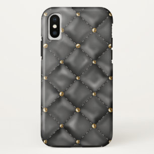 Glossy Leather Texture with Gold Pearls iPhone XS Case