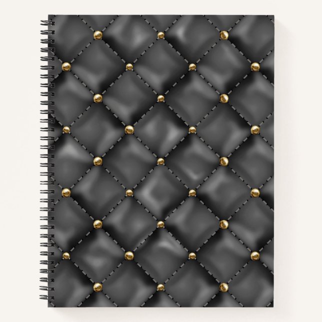 Glossy Leather Texture with Gold Pearls Notebook (Front)