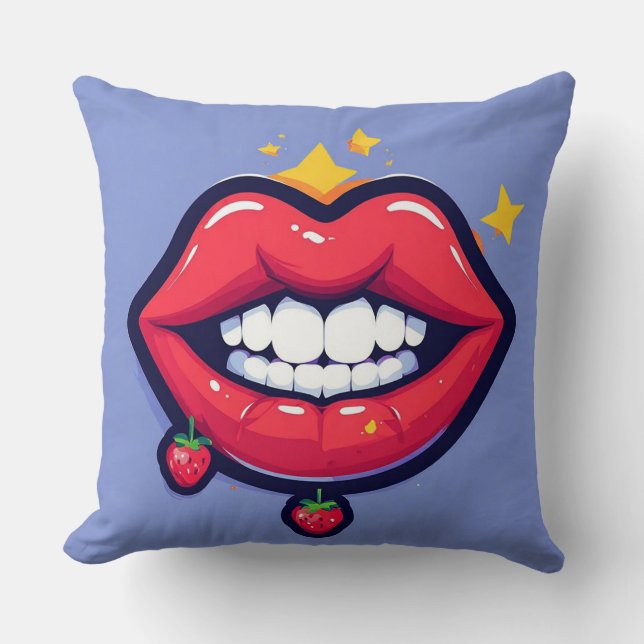 🌸 Glossy Lips Glam Chic Home Style 🌸 Cushion (Front)
