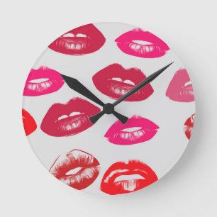 Glossy Lips Round Clock