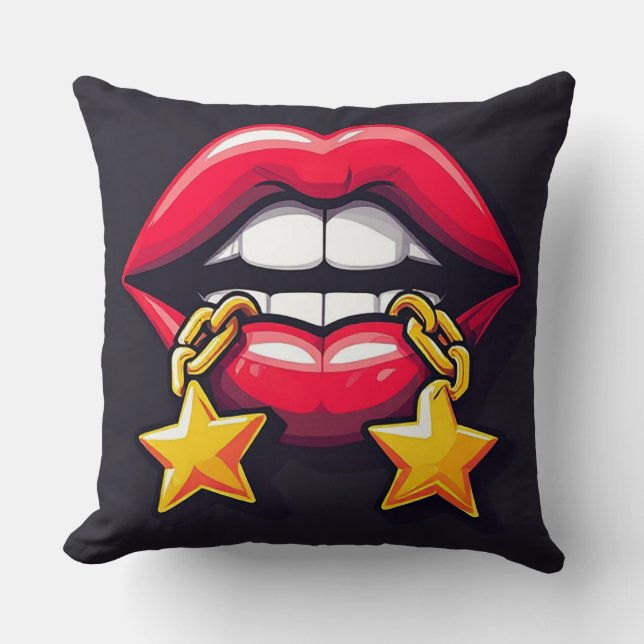 🌸 Glossy Lips Star Glam Chic Home Style 🌸 Cushion (Front)