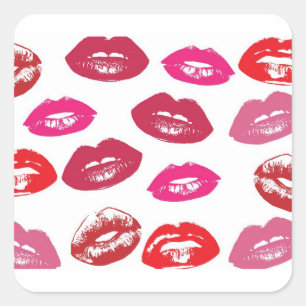 Glossy Lips Wallpaper Background Square Sticker