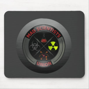 Glossy Mad Scientist Union Button Mouse Mat