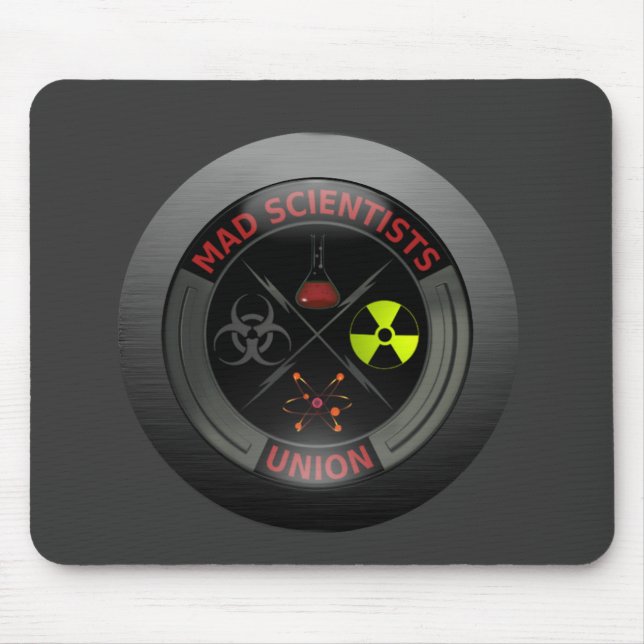Glossy Mad Scientist Union Button Mouse Mat (Front)