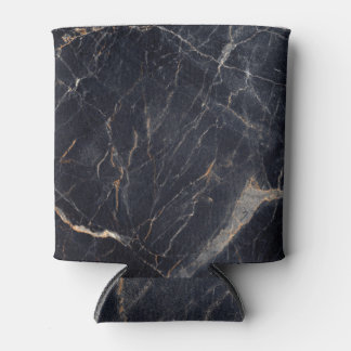 Glossy Marble: Black Gold Elegance. Can Cooler