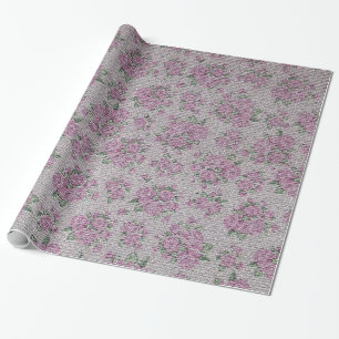 Glossy Modern Vintage Floral Rose Wrapping Paper