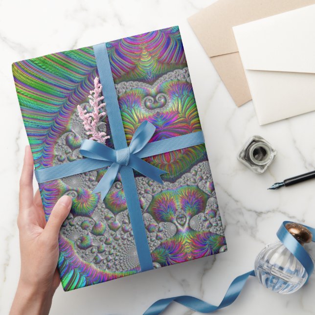 GLOSSY ~ Multicolored Fractal Pattern  ~  Wrapping Paper (Gifting)
