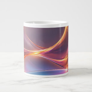 Glossy Neon Multicolor Abstract Liquid Waves Large Coffee Mug