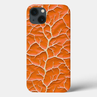 Glossy Orange iPhone Case with Branch Texture