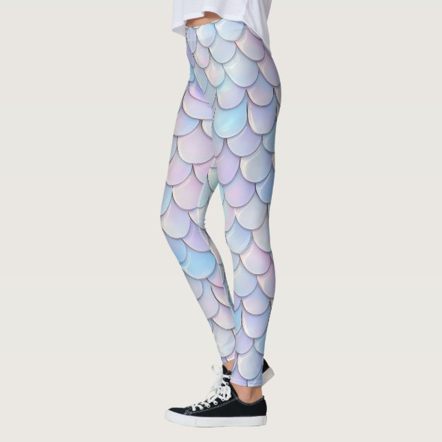 Glossy Pastel Purple Scale Leggings (Left)