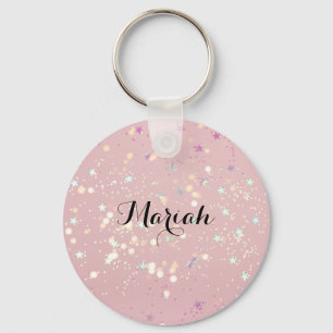 glossy pink background key ring