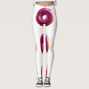 Glossy Pink Donut with Dark Sprinkles Leggings