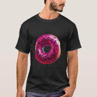 Glossy Pink Donut with Dark Sprinkles
