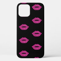 Glossy Pink Lips Purple Glitter Kisses Elegant