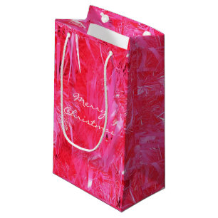 Glossy Pink Merry Christmas Gift Bag Custom