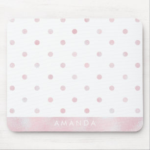 Glossy pink POLKA DOTS PERSONALIZE ADD YOUR NAME Mouse Mat