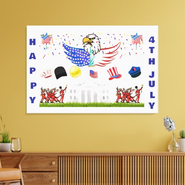 Glossy Poster -4th of July Canvas Print (Insitu(LivingRoom))