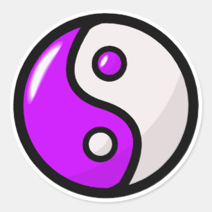Glossy Purple Yin Yang in Balance Classic Round Sticker