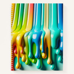 Glossy Rainbow Drips Abstract Art Notebook