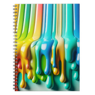 Glossy Rainbow Drips Abstract Art Notebook